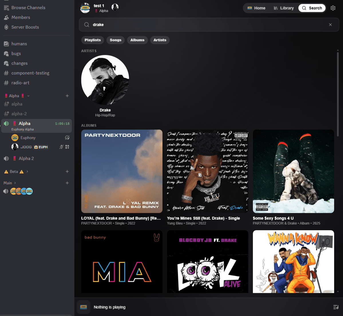 Searching in the web player